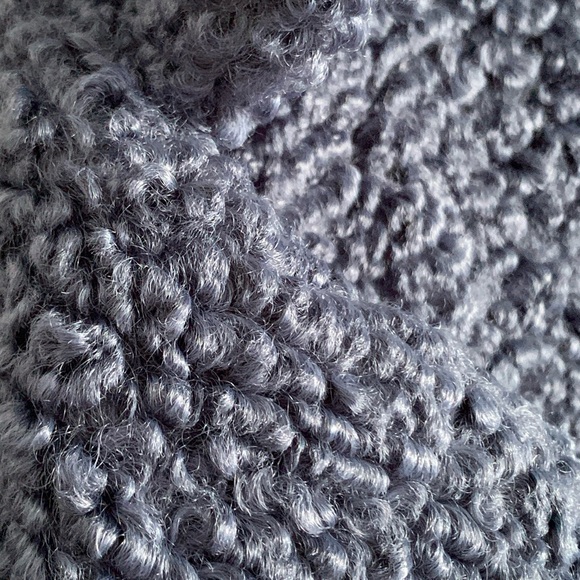 LAUREN CONRAD Women’s Dark Slate Blue Pink Long Sleeve Shaggy Moto Jacket - Picture 8 of 12